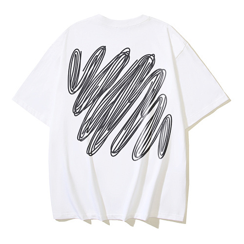 EM Sneakers OFF-WHITE Diagonal Stripes Print T-Shirt #187 Black /White