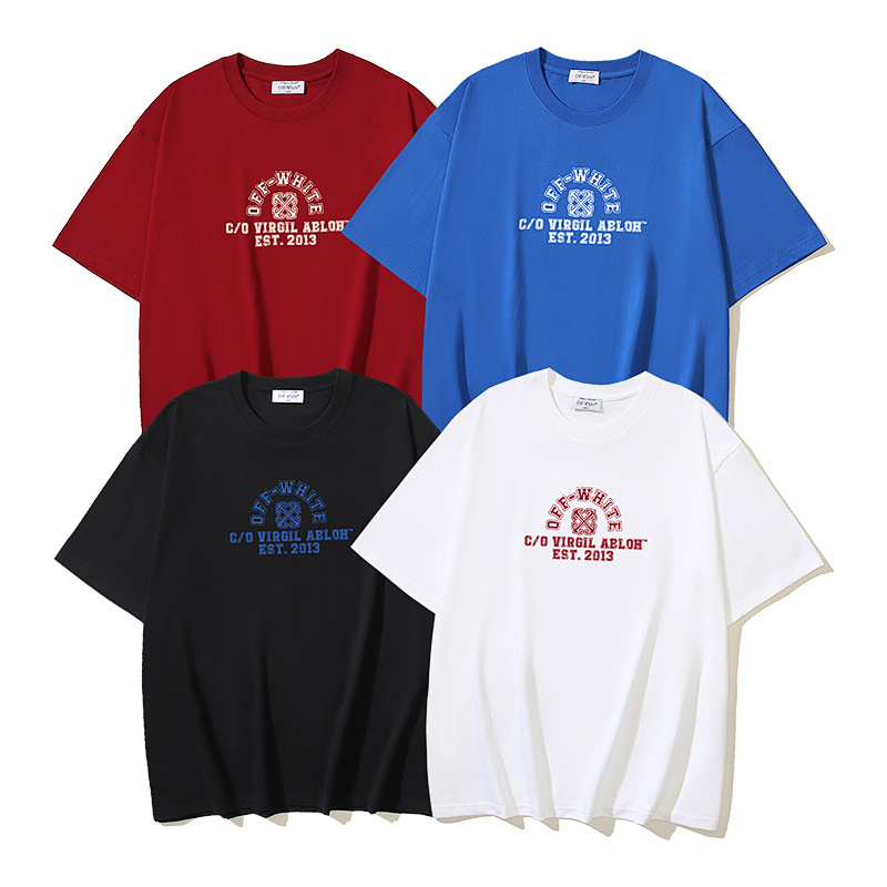 EM Sneakers OFF-WHITE Heavyweight Printed T-Shirt #193  Black /White /Blue /Red