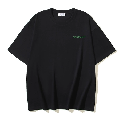 EM Sneakers OFF-WHITE Letter Print T-Shirt #184 Black /White 02