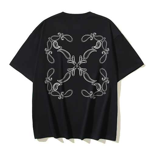 EM Sneakers OFF-WHITE Paisley Arrows Print T-Shirt #189 Black /Blue