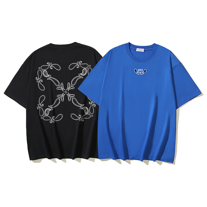 EM Sneakers OFF-WHITE Paisley Arrows Print T-Shirt #189 Black /Blue