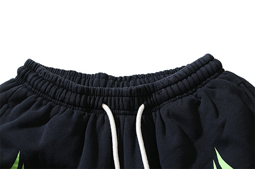 EM Sneakers Hellstar Distressed Casual Shorts #777 Washed Black-Green