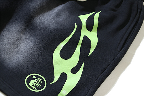 EM Sneakers Hellstar Distressed Casual Shorts #777 Washed Black-Green