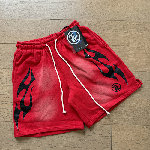 EM Sneakers Hellstar Distressed Casual Shorts #777 Washed Red