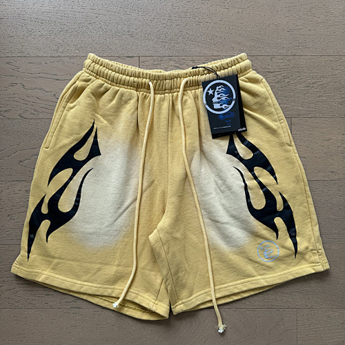 EM Sneakers Hellstar Distressed Casual Shorts #777 Washed Yellow