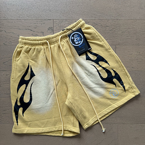 EM Sneakers Hellstar Distressed Casual Shorts #777 Washed Yellow