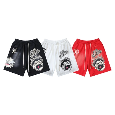 EM Sneakers Hellstar Distressed Casual Shorts #778 Washed Black /Washed White /Washed Red 01