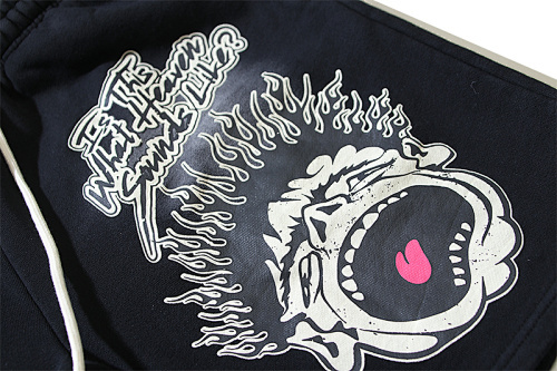 EM Sneakers Hellstar Distressed Casual Shorts #778 Washed Black /Washed White /Washed Red