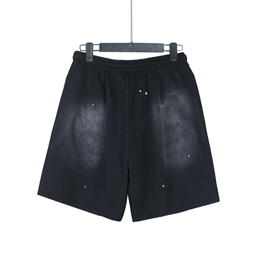 EM Sneakers Hellstar Distressed Casual Shorts with Washed and Splattered Ink #779 Washed Black
