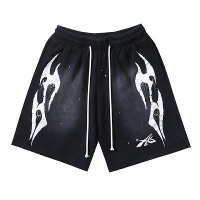 EM Sneakers Hellstar Distressed Casual Shorts with Washed and Splattered Ink #779 Washed Black 02