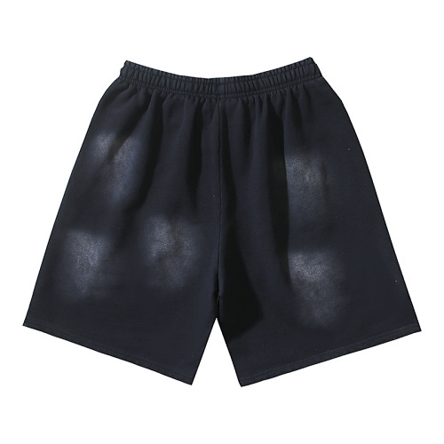 EM Sneakers Hellstar Distressed Casual Shorts with Washed and Splattered Ink #786 Washed Black
