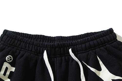 EM Sneakers Hellstar Distressed Casual Shorts with Washed and Splattered Ink #786 Washed Black