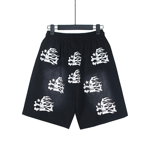 EM Sneakers Hellstar Distressed Casual Shorts with Washed and Splattered Ink #787 Washed Black