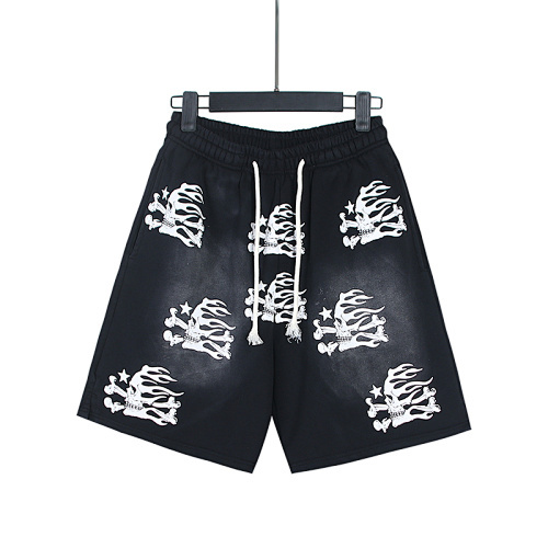 EM Sneakers Hellstar Distressed Casual Shorts with Washed and Splattered Ink #787 Washed Black