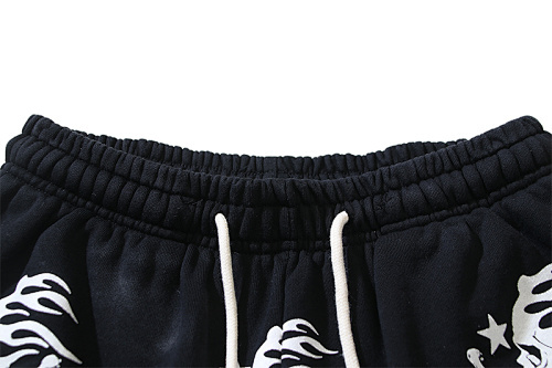 EM Sneakers Hellstar Distressed Casual Shorts with Washed and Splattered Ink #787 Washed Black