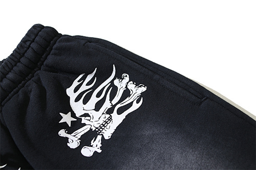 EM Sneakers Hellstar Distressed Casual Shorts with Washed and Splattered Ink #787 Washed Black