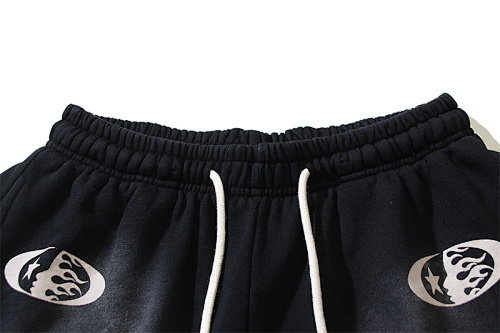 EM Sneakers Hellstar Distressed Casual Shorts with Washed and Splattered Ink #788 Washed Black /Washed Gray