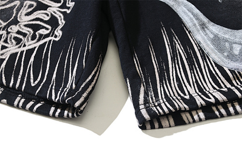 EM Sneakers Hellstar Distressed Casual Shorts with Washed and Splattered Ink #788 Washed Black /Washed Gray