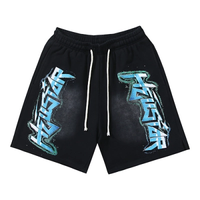 EM Sneakers Hellstar Distressed Casual Shorts with Washed and Splattered Ink #789 Washed Black 02