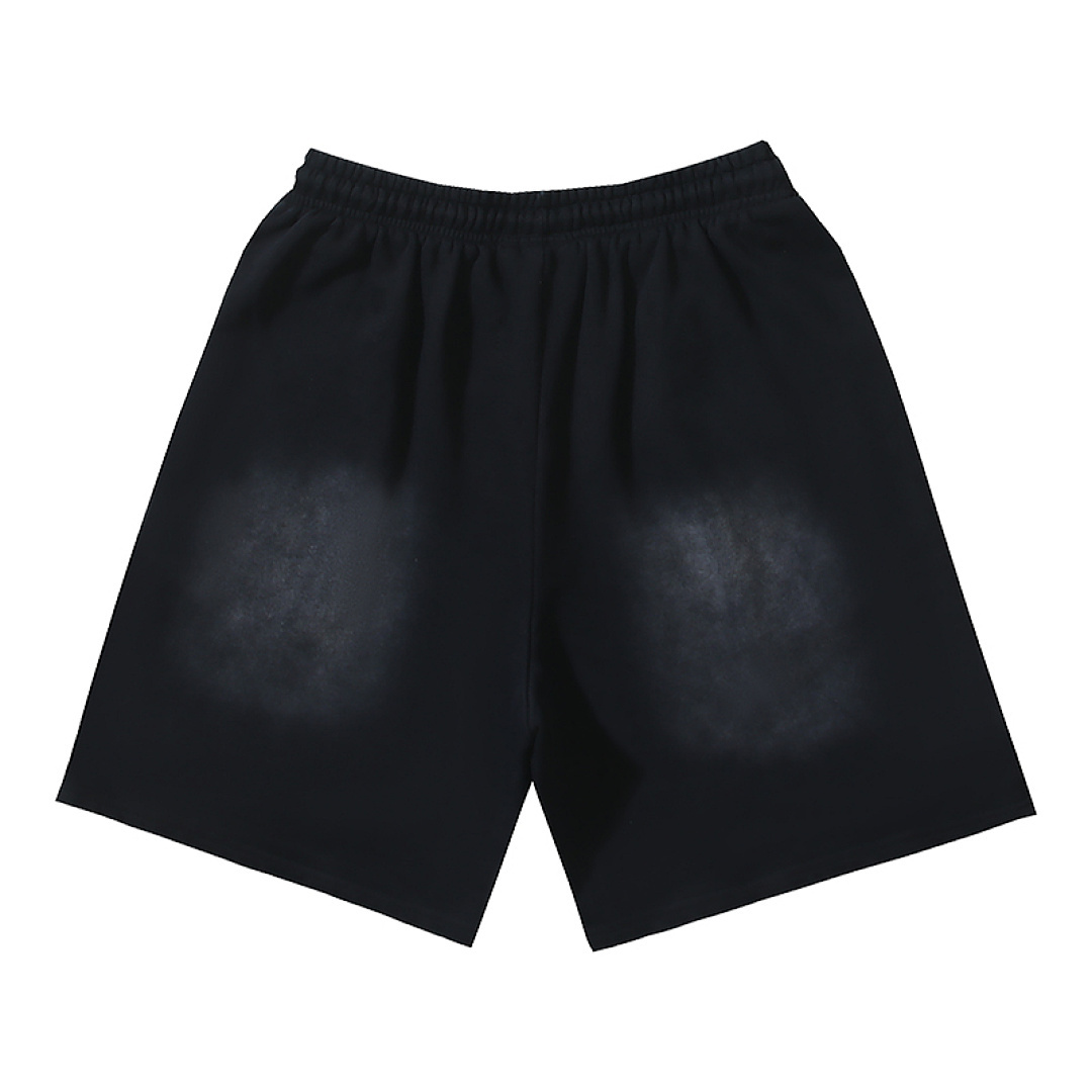 EM Sneakers Hellstar Distressed Casual Shorts with Washed and Splattered Ink #789 Washed Black
