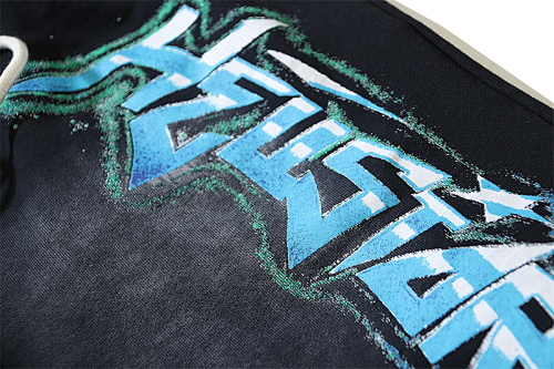 EM Sneakers Hellstar Distressed Casual Shorts with Washed and Splattered Ink #789 Washed Black