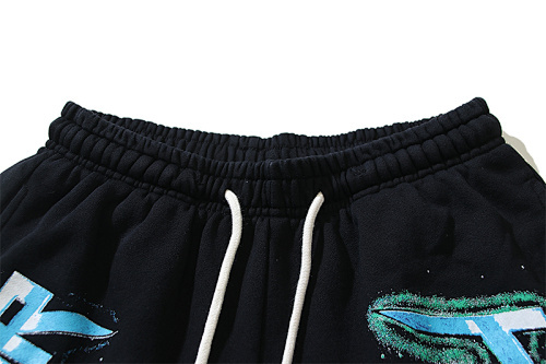 EM Sneakers Hellstar Distressed Casual Shorts with Washed and Splattered Ink #789 Washed Black