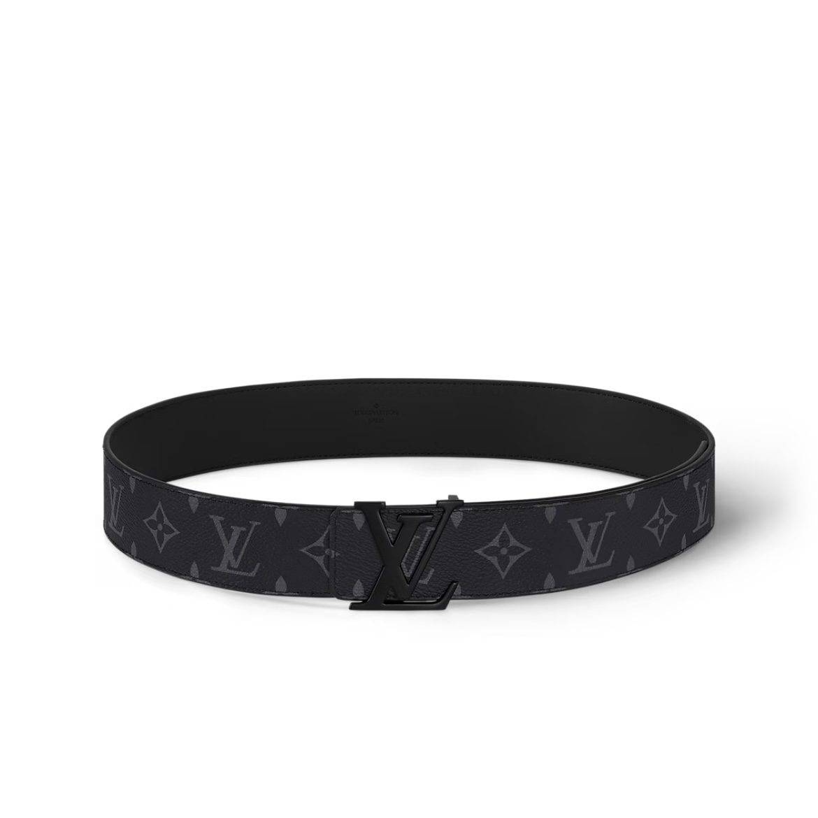 EM Sneakers Louis Vuitton LV Initiales 40mm Matte Black Belt Black Monogram Eclipse canvas