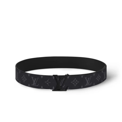 EM Sneakers Louis Vuitton LV Initiales 40mm Matte Black Belt Black Monogram Eclipse canvas 01