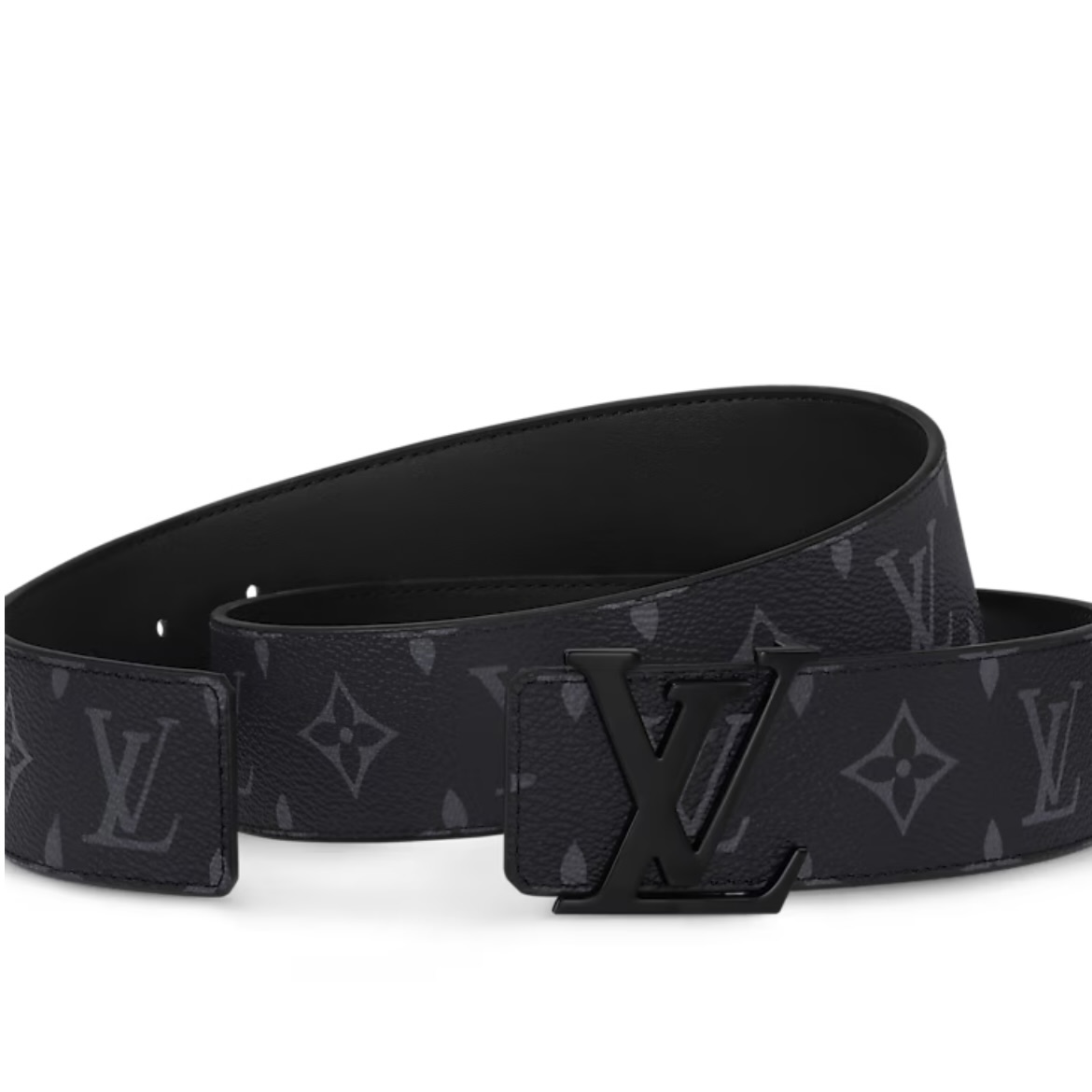 EM Sneakers Louis Vuitton LV Initiales 40mm Matte Black Belt Black Monogram Eclipse canvas