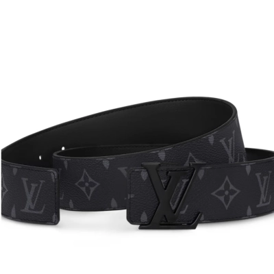 EM Sneakers Louis Vuitton LV Initiales 40mm Matte Black Belt Black Monogram Eclipse canvas 02