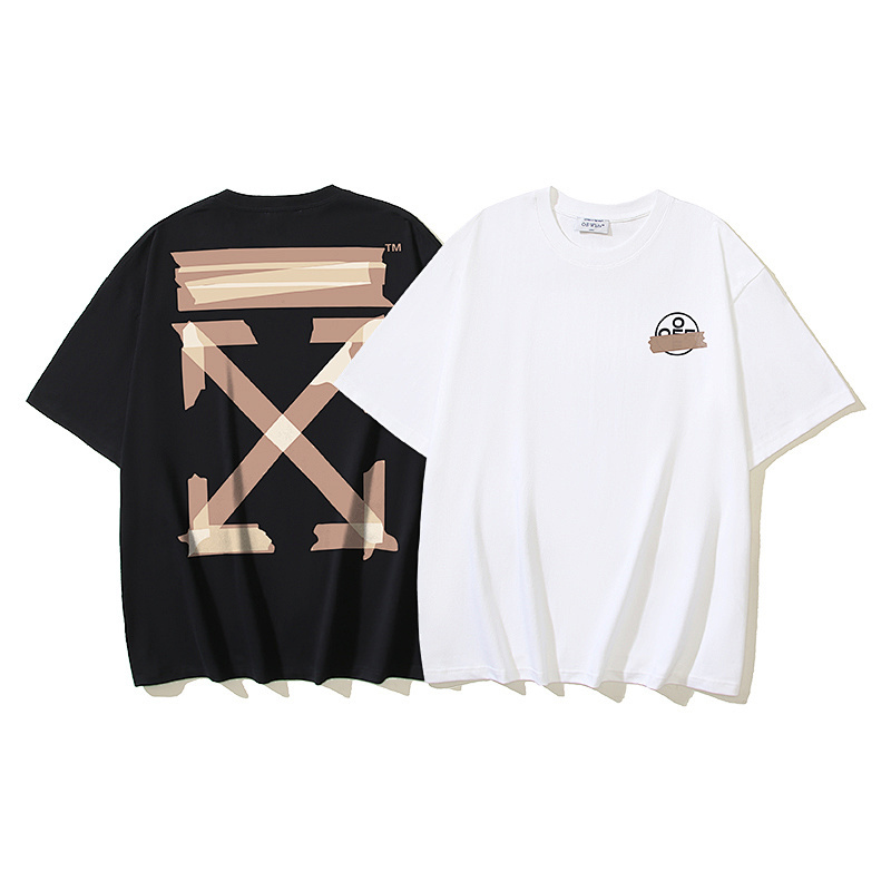 EM Sneakers OFF-WHITE Arrow Print on Tape T-shirt #1138 Black /White
