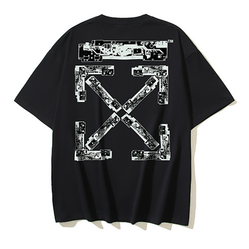 EM Sneakers OFF-WHITE Arrow Printing on Circuit Boards T-shirt #1137 Black /White