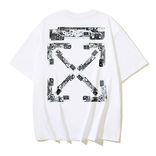 EM Sneakers OFF-WHITE Arrow Printing on Circuit Boards T-shirt #1137 Black /White