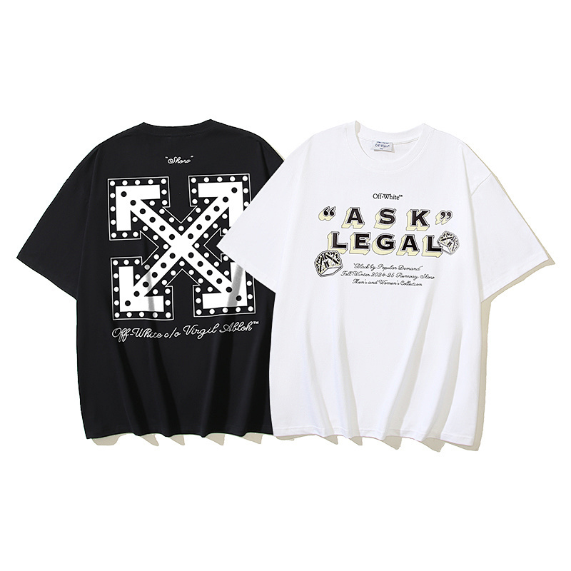 EM Sneakers OFF-WHITE Ask Legal Skate Polka Dot and Arrow Print T-shirt #1103 Black /White