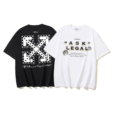 EM Sneakers OFF-WHITE Ask Legal Skate Polka Dot and Arrow Print T-shirt #1103 Black /White 01