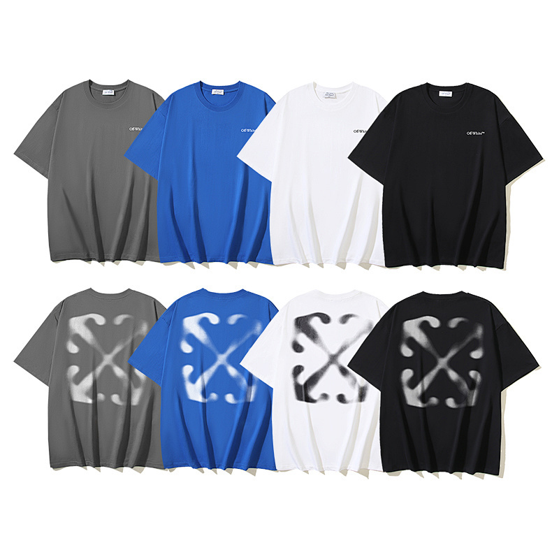 EM Sneakers OFF-WHITE Atomized Arrow Print T-shirt #1097 Black /White /Gray /Blue