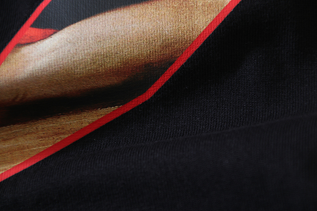 EM Sneakers OFF-WHITE Caravaggio Religious Oil Painting Arrow Print T-Shirt #1020 Black /White