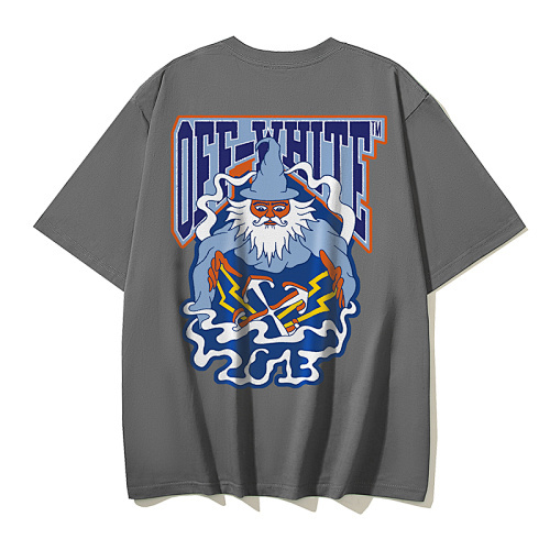 EM Sneakers OFF-WHITE Cartoon Print T-shirt #1101 Black /White /Gray /Blue /Red