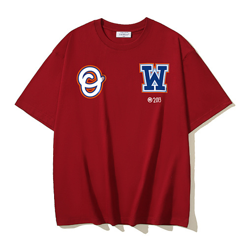 EM Sneakers OFF-WHITE Cartoon Print T-shirt #1101 Black /White /Gray /Blue /Red