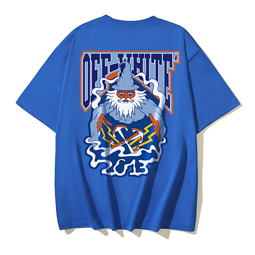 EM Sneakers OFF-WHITE Cartoon Print T-shirt #1101 Black /White /Gray /Blue /Red