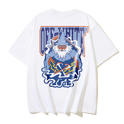 EM Sneakers OFF-WHITE Cartoon Print T-shirt #1101 Black /White /Gray /Blue /Red