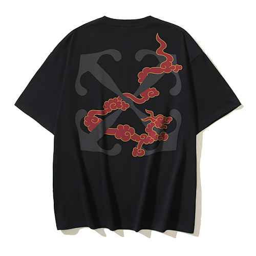 EM Sneakers OFF-WHITE ear of the Dragon Collection Arrows Print T-Shirt #198 Black /Red