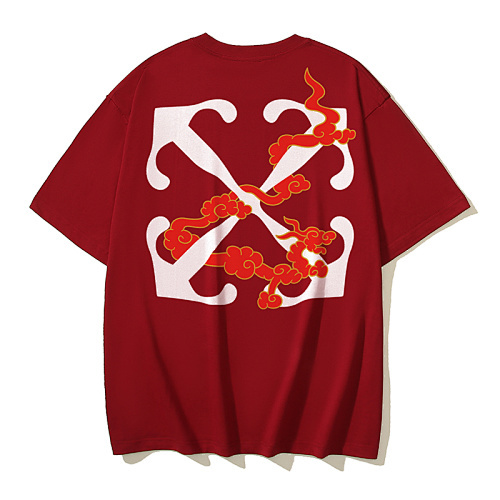 EM Sneakers OFF-WHITE ear of the Dragon Collection Arrows Print T-Shirt #198 Black /Red