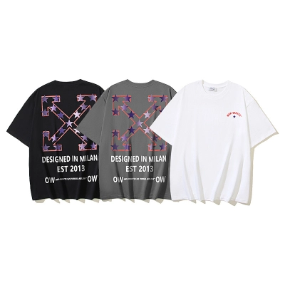 EM Sneakers OFF-WHITE Five-pointed Star Arrow Design in Milan print T-shirt #1127 Black /White /Gray 01