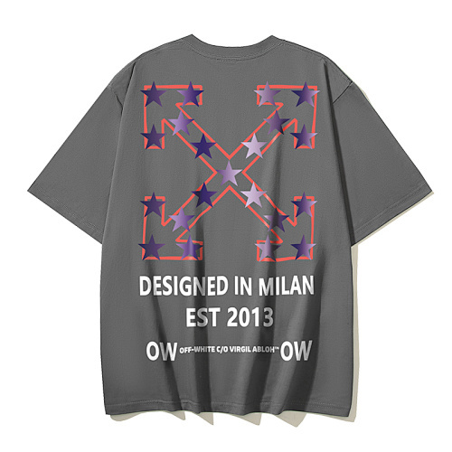 EM Sneakers OFF-WHITE Five-pointed Star Arrow Design in Milan print T-shirt #1127 Black /White /Gray