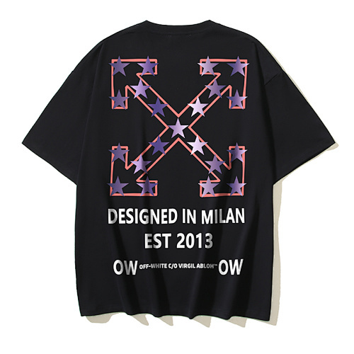 EM Sneakers OFF-WHITE Five-pointed Star Arrow Design in Milan print T-shirt #1127 Black /White /Gray