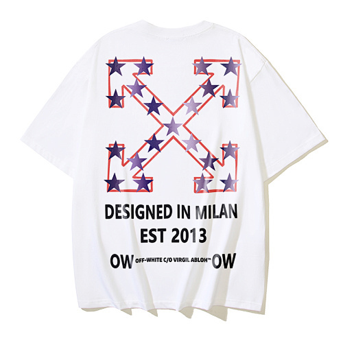EM Sneakers OFF-WHITE Five-pointed Star Arrow Design in Milan print T-shirt #1127 Black /White /Gray