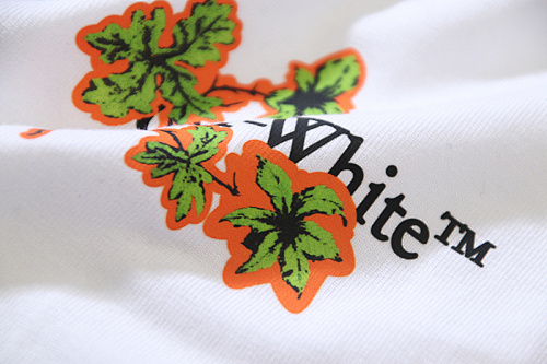 EM Sneakers OFF-WHITE Floral and Botanical Arrow Print T-Shirt #1024 White