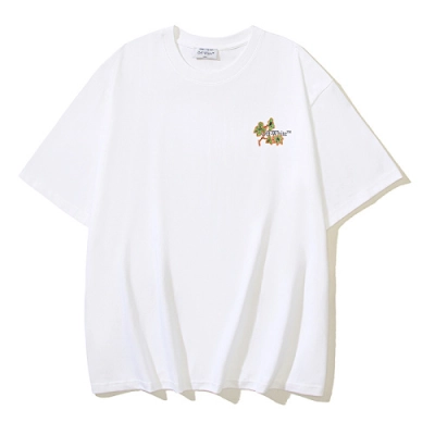 EM Sneakers OFF-WHITE Floral and Botanical Arrow Print T-Shirt #1024 White 02