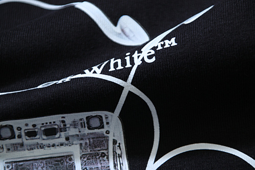 EM Sneakers OFF-WHITE Floral-Print Phone & Headphone Design T-Shirt #1006 Black /Gray